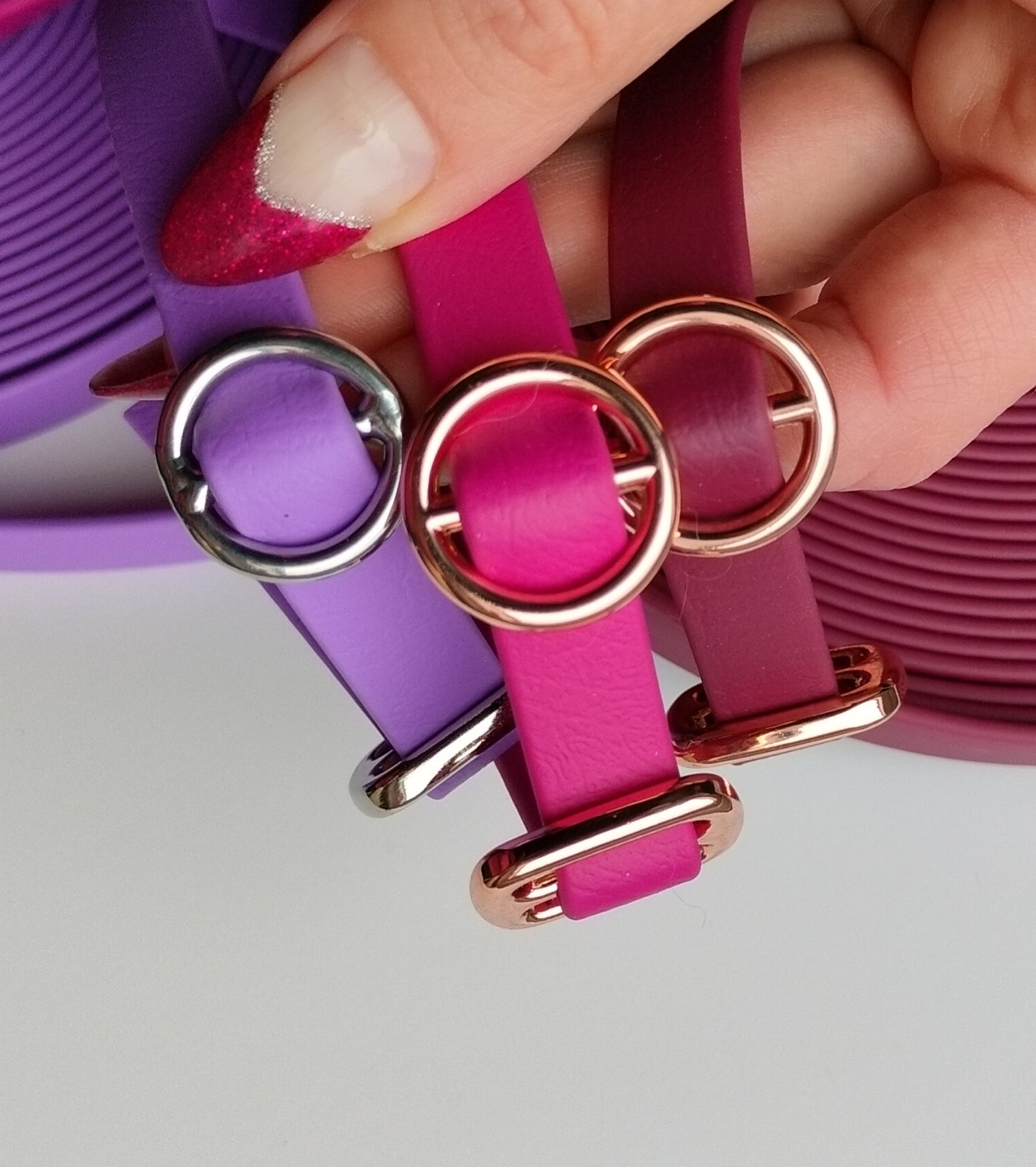 Biothane noutajahihnat lila magenta viininpunainen 13mm
